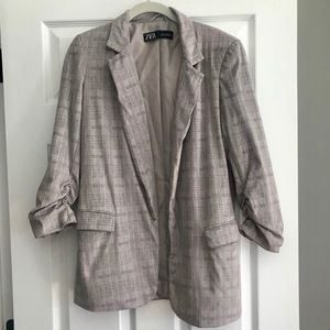 Zara Faux Suede Plaid Blazer (Size XS)